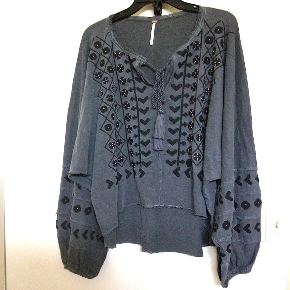 Free People Savannah Embroidered Top NWOT